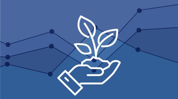 blue growth icon with line graph